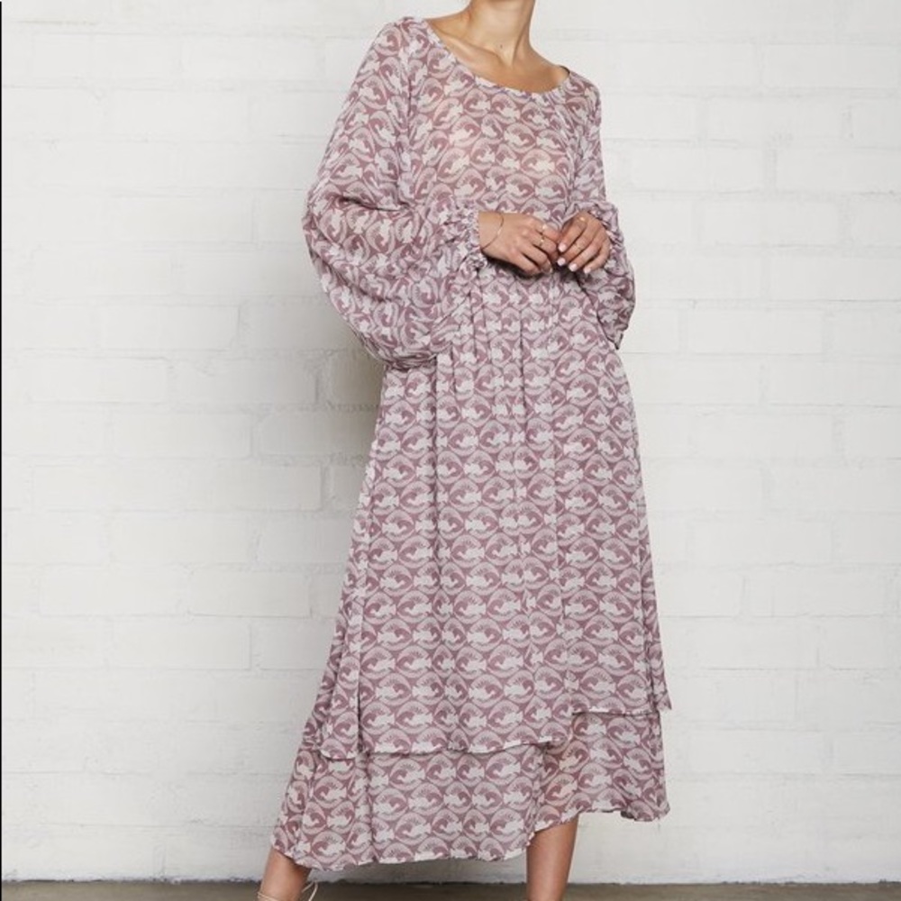 Rachel Pally Chiffon Dress in Dove Print